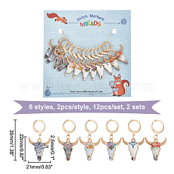 Alloy Enamel Ox-Head Pendant Locking Stitch Markers&nbsp;HJEW-AB00056