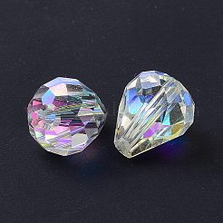 模造オーストリアクリスタルビーズ  グレードAAA  k9ガラス  多面カット  ドロップ  クリアAB  10x12mm  穴：0.9~1.5mm&nbsp;X-SWAR-F062-12x10mm-32
