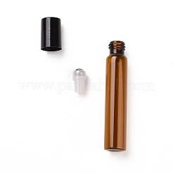 ガラスのエッセンシャルオイルの空の香水瓶  ローラーボールとプラスチックキャップ付き  シエナ  1.6x9.15cm  10ml(0.34液量オンス)/ボトル&nbsp;CON-WH0013-01A-10ml