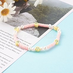 Handmade Polymer Clay Heishi Beaded Stretch Bracelets&nbsp;BJEW-JB06143-01