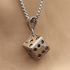 Punk Style 316L Surgical Stainless Steel Star Dice Pendant Necklaces for Men&nbsp;WGC2296-01