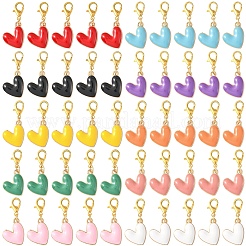 50Pcs 10 Styles Heart Alloy Enamel Pendant Decorations&nbsp;HJEW-YW00114