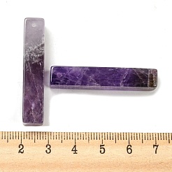 天然石アメジストペンダント  長方形チャーム  38~41x7.5~8x7.5~8mm  穴：1.5mm&nbsp;G-M417-02E