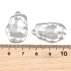 304ステンレスペンダント  ナゲットチャーム  ステンレス鋼色  26x17x3mm  穴：1.8mm&nbsp;SA-CBAE7EB-25P