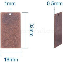 メタルタグ  真鍮タグブランクタグペンダント  長方形  赤銅鉱  32x18x0.5mm  穴：1mm&nbsp;KK-PH0035-05R