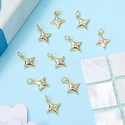 10Pcs Rack Plating Brass Micro Pave Cubic Zirconia Star Charms&nbsp;KK-SZ0007-20