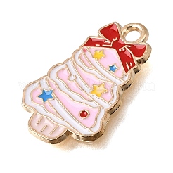 ピンクのエナメルペンダントが付いた合金  クリスマステーマのチャーム  ライトゴールド  クリスマスツリー  22.5x15x1mm  穴：2mm&nbsp;AL-CBA9E11-04KCG-02A