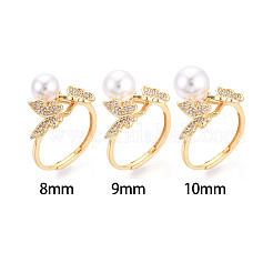 Butterfly Brass Micro Pave Clear Cubic Zirconia Adjustable Ring Settings&nbsp;KK-T076-30G