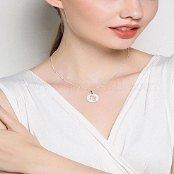 304ステンレススチールチャーム10個  星座/星座とフラットラウンド  乙女座  12x1mm  穴：1.5mm&nbsp;STAS-LP0003-19I