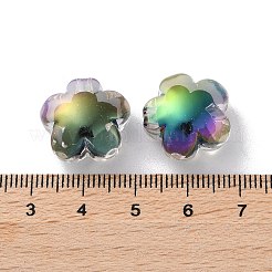 UVメッキレインボー虹色アクリルビーズ  二層ビーズ  多面カット  花  17.5x17.5x10.5mm  穴：2.5mm&nbsp;X-OACR-H112-20C