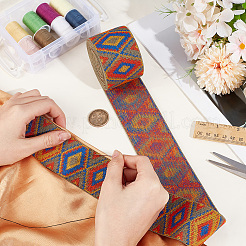 2.5ヤードの菱形ヴィンテージジャカードポリエステルリボン  刺繍入りの織りリボン  厚紙紙のジュエリーディスプレイカード付き  ミックスカラー  2インチ（50mm）&nbsp;OCOR-CY0004-48B