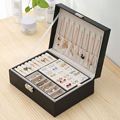PU Imitation Leather Jewelry Organizer Box with Lock&nbsp;CON-P016-B04