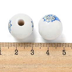 天然木ヨーロッパビーズ  海をテーマにしたプリントの蓮のビーズ  大穴ビーズ  ホワイト  シェル形状  16x15mm  穴：4mm&nbsp;WOOD-S059-01I