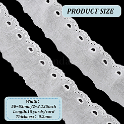 コットン刺繍ハートリボン  フラット  ホワイト  2~2-1/8インチ（50~53mm）&nbsp;SRIB-WH0011-112