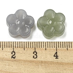 天然ネフライト翡翠/和田翡翠ビーズ  花  13x13.5x5mm  穴：1mm&nbsp;G-H036-08