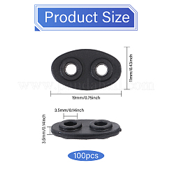 プラスチックコネクタチャーム100個  オーバル  ブラック  19x11x3.5mm  穴：3.5mm&nbsp;KY-CA0001-58B