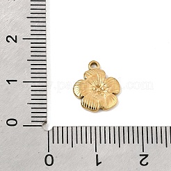 304ステンレススチールチャーム  花のチャーム  イオンプレーティング（ip）  18KGP本金メッキ  12x10x1.5mm  穴：1.2mm&nbsp;SA-CBAA487-11G