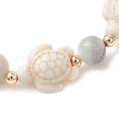 Dyed Synthetic Turquoise & Natural Flower Amazonite Beads Stretch Bracelets for Women Men&nbsp;BJEW-JB13459