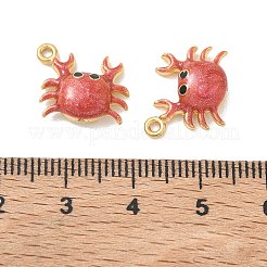 304ステンレススチール製エナメル＆グリッターパウダーペンダント  カニチャーム  イオンプレーティング（ip）  18KGP本金メッキ  ファイヤーブリック  13x15x5mm  穴：1.4mm&nbsp;STAS-Q119-03G-04