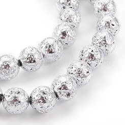 Electroplated Natural Lava Rock Bead Strands&nbsp;G-E511-01G-10mm