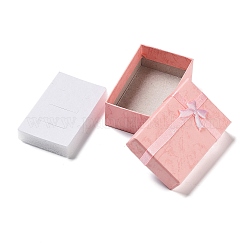 厚紙紙ネックレスボックス  ネックレスギフトケース、内側にスポンジとちょう結び付き  長方形  ピンク  5.2x8.2x3cm&nbsp;CON-G021-01A-02