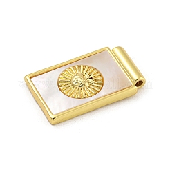 Rack Plating Brass Pave Natural Shell Pendants&nbsp;KK-G513-27G