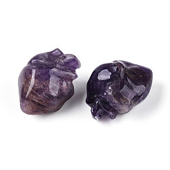 天然アメジストハートビーズ  穴なし/ドリルなし  28~31x21~23x18.5~20mm&nbsp;G-T144-04F