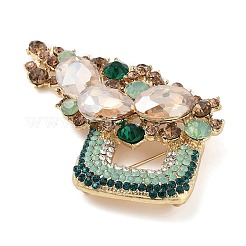 バックパックの服用の花の合金ラインストーンブローチ  ガラスと  ゴールドカラー  クリスタルAB  83x53mm&nbsp;JEWB-P042-04G-B