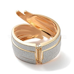 輝く翼のラップ合金カフバングル  女性用の分厚いヒンジ付きバングル  ゴールドカラー  内径：2-3/8x2-1/8インチ（6.05x5.5cm）&nbsp;BJEW-C058-05G-02