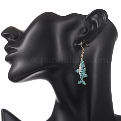 Handmade Glass Seed Beaded Dangle Earrings&nbsp;EJEW-MZ00721