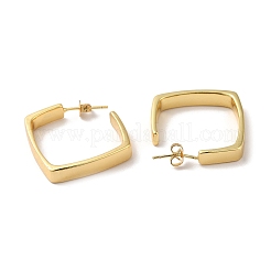ラックメッキ真鍮スクエアスタッドピアス  女性用ハーフフープピアス  鉛フリー＆カドミウムフリー  18KGP本金メッキ  25.5x25x5mm  ピン：0.7mm&nbsp;EJEW-F313-05G