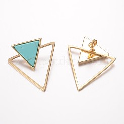 Synthetic Turquoise Ear Studs&nbsp;EJEW-G147-C02