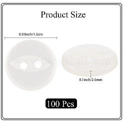 100穴樹脂ボタン2個  フラットラウンド  透明  15mm&nbsp;BUTT-CY0001-23A