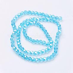 電気メッキガラスビーズセット  ABカラーメッキ  ファセット（32ファセット）  ラウンド  ミックスカラー  4mm  穴：0.5mm  約100個/連  14.2インチ&nbsp;EGLA-R016-4m-M