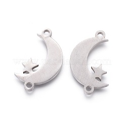 変色しにくい201ステンレススチールリンク  手動研磨  スターとムーン  ステンレス鋼色  22x12x1.5mm  穴：1.6mm&nbsp;STAS-F231-149P