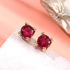 Square Brass Micro Pave Cubic Zirconin Stud Earrings&nbsp;EJEW-D318-03KCG-A
