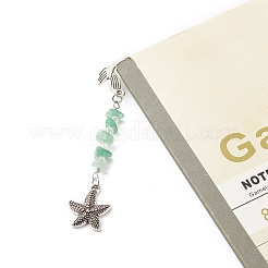 合金人魚のしおり  ペンダントブックマーク  宝石チップビーズブックマーク  混合図形  84x23x2mm&nbsp;AJEW-JK00186