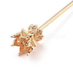 合金かんざしヘアスティックパーツ  ヘアDIYアクセサリーのヴィンテージ装飾  花  ライトゴールド  134x16mm  トレイ：12mm  ピン：2.5mm&nbsp;LS-FIND-O002-01KCG