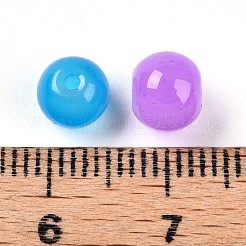 ベーキングペイント模造翡翠ガラスビーズ  ラウンド  ミックスカラー  6~7mm  穴：1.2~1.5mm&nbsp;X1-DGLA-Q021-6mm-M