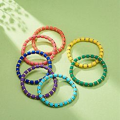 7Pcs 7 Colors Column Polymer Clay Stretch Beaded Bracelets&nbsp;BJEW-JB08764