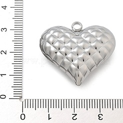 変色防止304ステンレススチールペンダント  ハートチャーム  ステンレス鋼色  28x30x10mm  穴：3mm&nbsp;LS-STAS-M084-03C-P