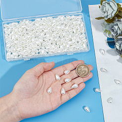 ABSプラスチック模造真珠チャーム300個  ティアドロップ  貝殻色  13x8x8mm  穴：1.2mm&nbsp;KY-SP0001-10