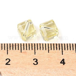 ガラス k9 ガラス  模造オーストリアクリスタルビーズ  多面カット  正方形  シャンパンイエロー  6x6x6mm  穴：1mm&nbsp;GLAA-H024-14A-17