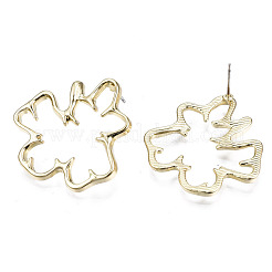合金スタンドピアス  カドミウムフリー＆鉛フリー  花  ライトゴールド  32x31mm  ピン：0.7mm&nbsp;EJEW-T013-02LG-RS