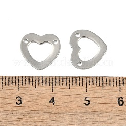 変色しない201ステンレススチールチャーム  ハートチャーム  ステンレス鋼色  11x12x1mm  穴：1mm&nbsp;STAS-C108-23P
