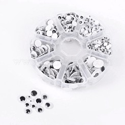 Black & White Plastic Wiggle Googly Eyes Buttons DIY Scrapbooking Crafts Toy Accessories with Label Paster on Back&nbsp;KY-X0007-B