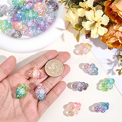 30色UVメッキ透明アクリルビーズ5個  虹色の  雲  ミックスカラー  15.5x24.5x13.5mm  穴：3.5mm  6個/カラー&nbsp;TACR-PA0001-23