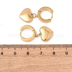 304ステンレススチールフープピアス  ハート  イオンプレーティング（ip）  18KGP本金メッキ  27x13.5mm&nbsp;EJEW-F393-18G
