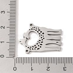 変色しない201ステンレススチールペンダント  ハートチャーム付きキリン  ステンレス鋼色  25.5x20x1.5mm  穴：1mm&nbsp;STAS-A094-19P