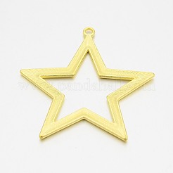 メタル合金ペンダント  カドミウムフリー＆ニッケルフリー＆鉛フリー  金色  金色  スター  48x52x2mm  穴：2.5mm&nbsp;PALLOY-AD-77867-G